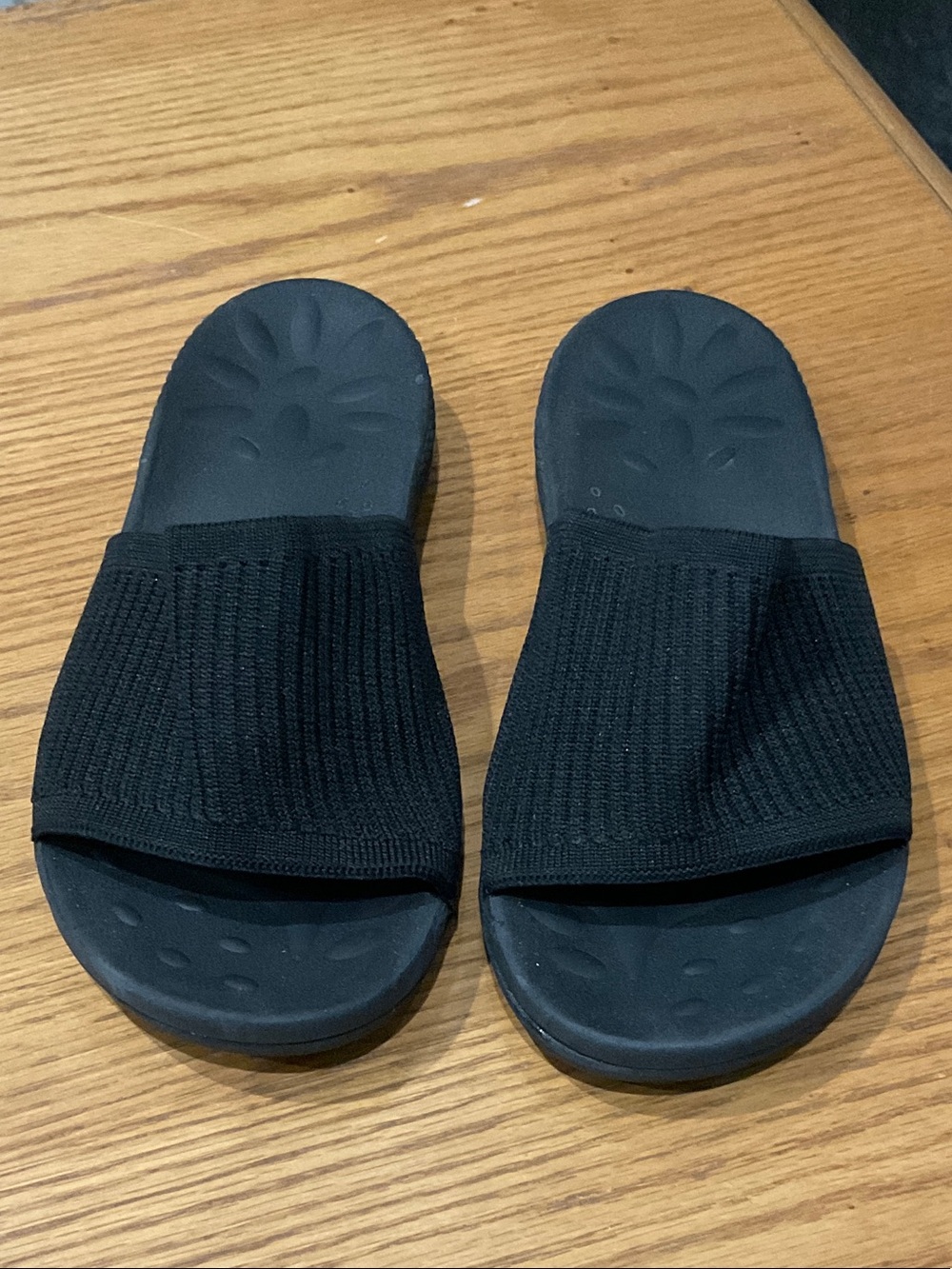 Black Knit Slide Sandals
